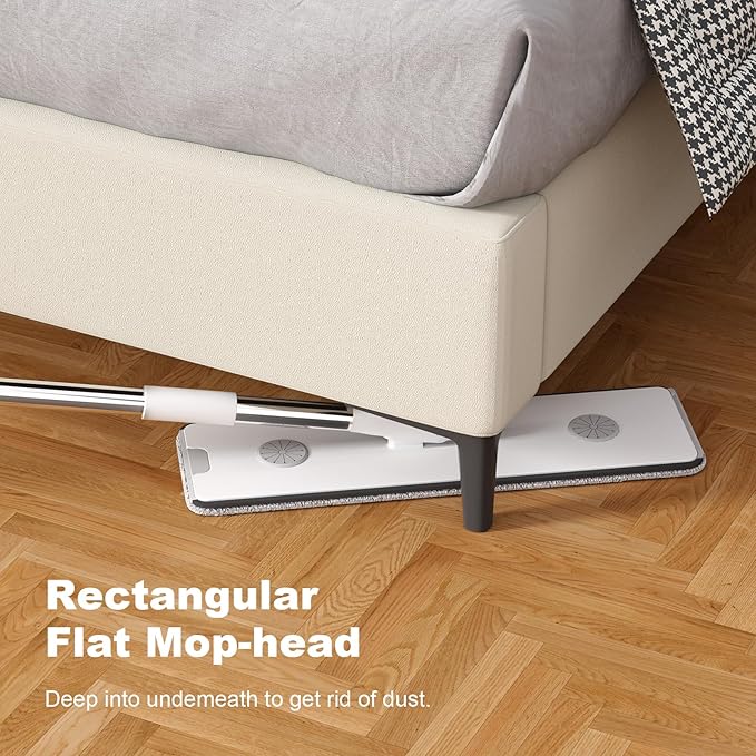 JOYBOS Mop and Bucket with Wringer Set, Hands-Free Flat Floor Mop and Bucket, with 2 Washable Microfiber Pads, Wet and Dry Use, Floor Cleaning System