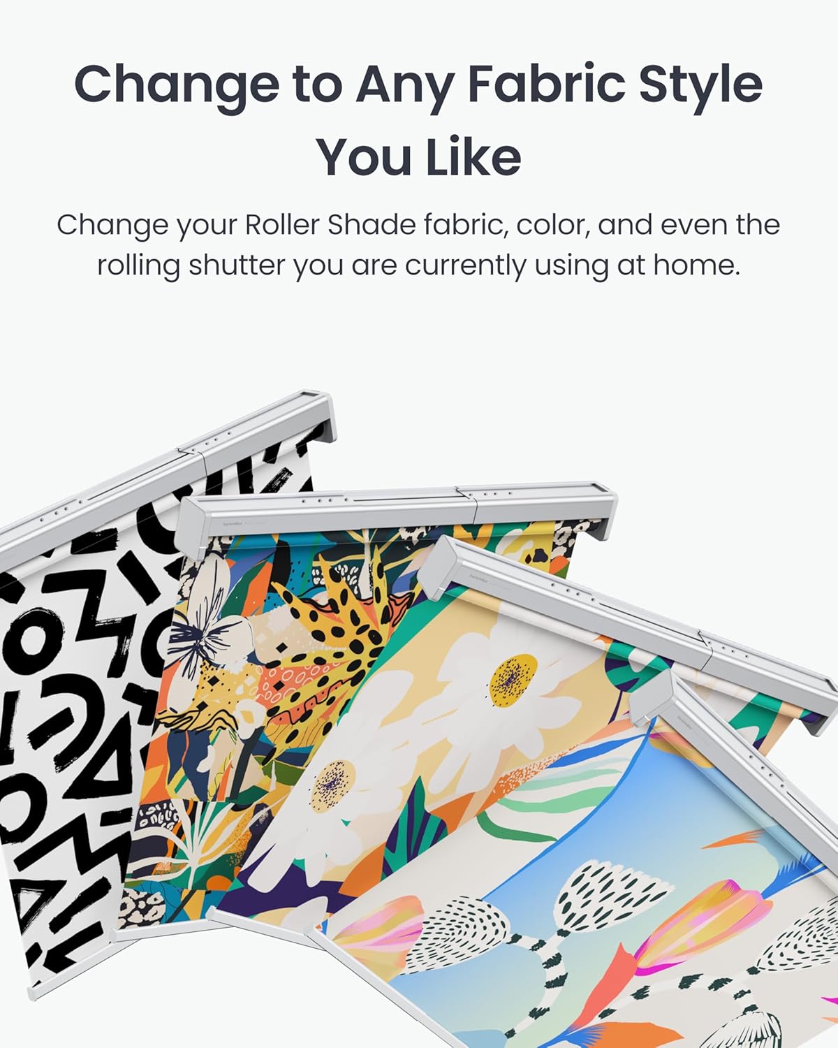 SwitchBot Motorized Roller Blinds with Remote Control for Windows, Smart Roller Shade, Battery & Solar Panel(Sold Separately) Powered, Easy to Install, 100% Adjustable(White, L:43.3"-55.1")