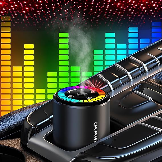 WinDawn Smart Car Air Fresheners Diffuser: Cologne Waterless Diffuser with Star Projector, 120 Days Long-lasting Perfume, Adjustable Concentration, Auto On/Off, Built-in Battery - Black