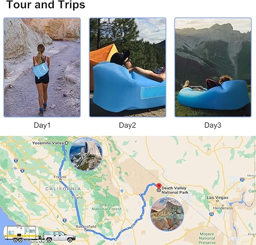 EDEUOEY Inflatable Lounger Air Sofa: Waterproof Beach Travel Outdoor Recliner Gift Filled Sleeping Accessories Blow Up Pouch Wind Inflatbale Bag Blowup Natures Hammock Folding Chair Camping Couch