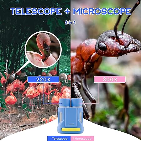 ADAK 2-in-1 Digital Microscope Telescope for Kids - 2" Screen, 720P Camera, Portable Stand & 32GB SD Card Included