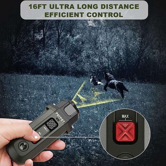 Dog Barking Control Devices – Enhanced Ultrasonic Rechargeable Anti-Barking Device with LED Strobe Light, Handheld Dog