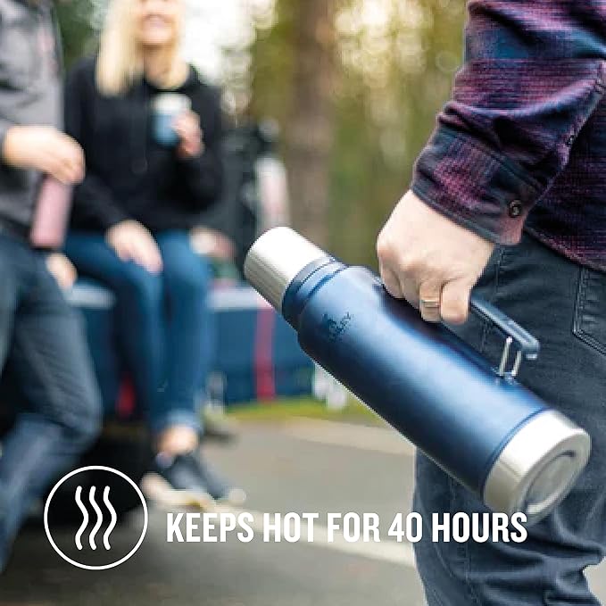 Stanley Classic Legendary Vacuum Bottle 2.0 qt | Wide Mouth with Leakproof Cup Lid | Keep Drinks Hot or Cold | Packable for Travel | Insulated Stainless Steel Thermos | BPA-Free | Hammertone Green