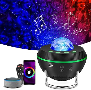 ADAK Smart Galaxy Projector with Bluetooth Speaker - Space Ball Dynamic Meteor HD Projection Light with 13 Film Sets - Starry Sky, Alexa Compatible