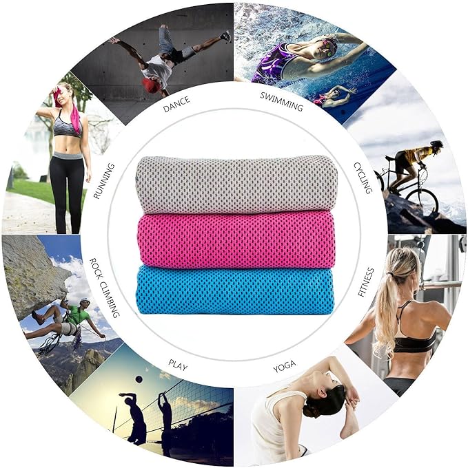 Cooling Towel, Ice Sports Towel for Instant Cooling, Ideal for Yoga, Travel, Golf, Gym, Camping, Fitness