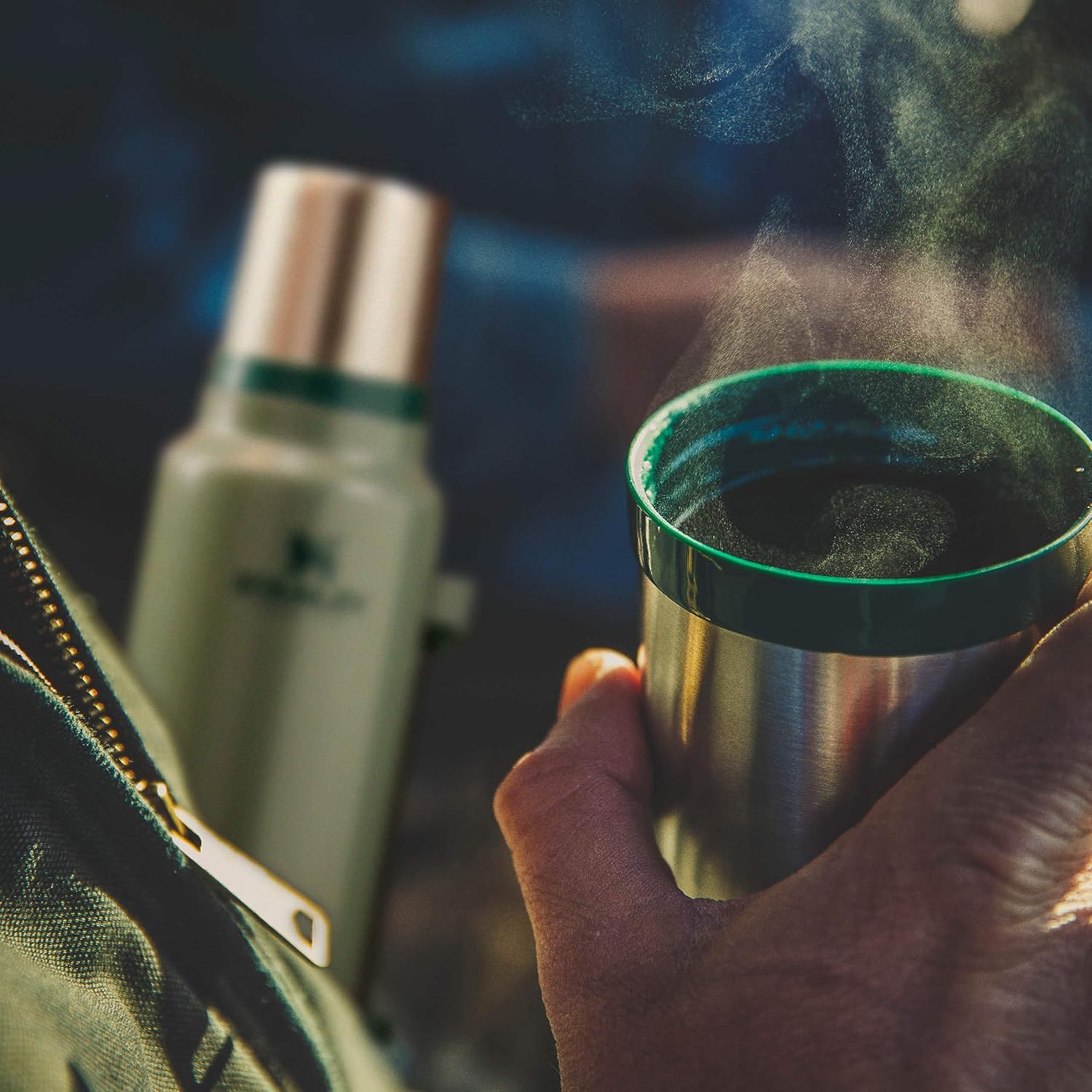 Stanley Classic Legendary Vacuum Bottle 2.0 qt | Wide Mouth with Leakproof Cup Lid | Keep Drinks Hot or Cold | Packable for Travel | Insulated Stainless Steel Thermos | BPA-Free | Hammertone Green