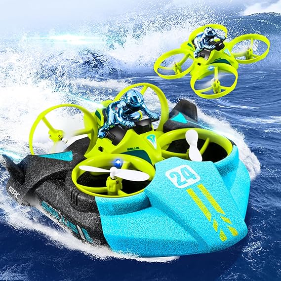 Hovercraft RC Boat 3 in 1, Remote Control Hovercraft Boat RC Drone Race Drift Cars Toys