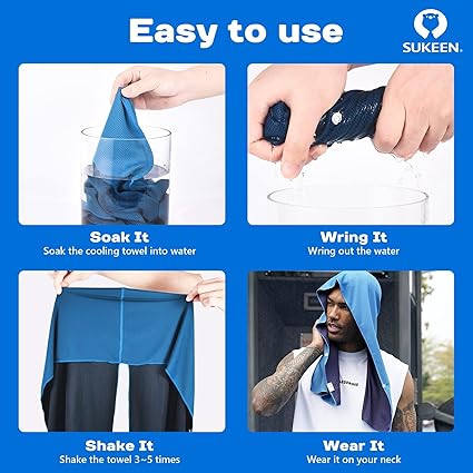 Sukeen Cooling Hoodie Towel, Absorbent Quick-Drying Cooling Towels for Neck and Face, UV Sun Protection Cooling Neck Wraps Sport Head Cooling Towel Hot Weather