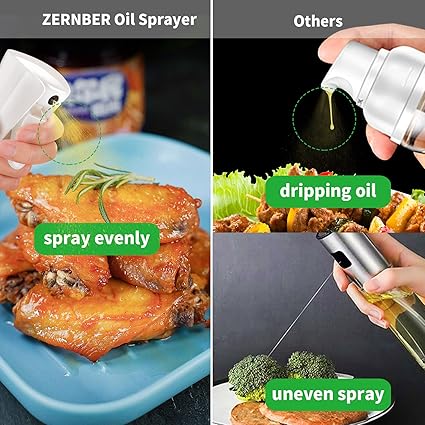 ZERNBER Oil Sprayer for Cooking, 7 Oz Olive Oil Sprayer Bottle Mister Oil Sprayer for Air Fryer, Salad, BBQ, Kitchen Baking, Roasting