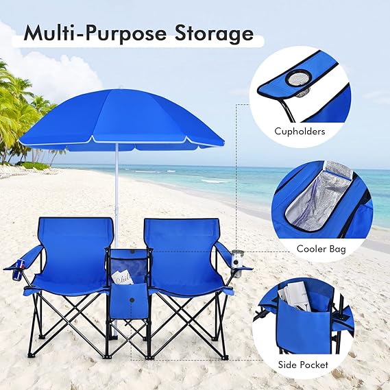 ADAK Portable Folding Double Chair: Your All-in-One Picnic & Camping Solution