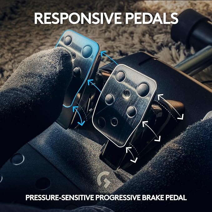 Logitech G923 Racing Wheel and Pedals, , Dual Clutch Launch Control, Genuine Leather Wheel Cover, for PS5, PS4, PC, Mac - Black