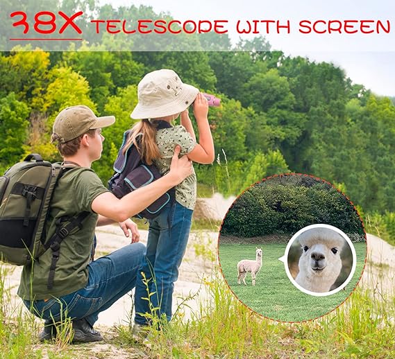 ADAK 2-in-1 Digital Microscope Telescope for Kids - 2" Screen, 720P Camera, Portable Stand & 32GB SD Card Included