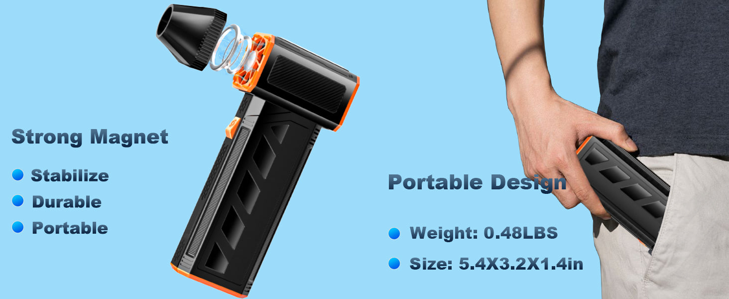 3-Speed Electric Duster, High-Speed Mini Jet Blower with Rechargeable Battery, Up to 150g Per Minute High-Speed Brushless Motor