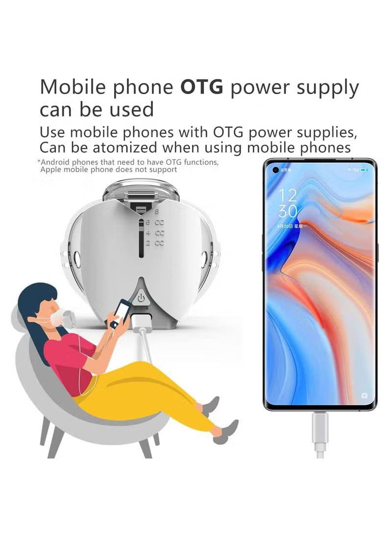 Automatic Medical Steam Inhaler, Portable Nebulizer Machine, Ultrasonic Mesh Nebulizer to Relieve Allergies, Asthma and Breathing Problems for Adults and Children, with USB Connection and Two Masks