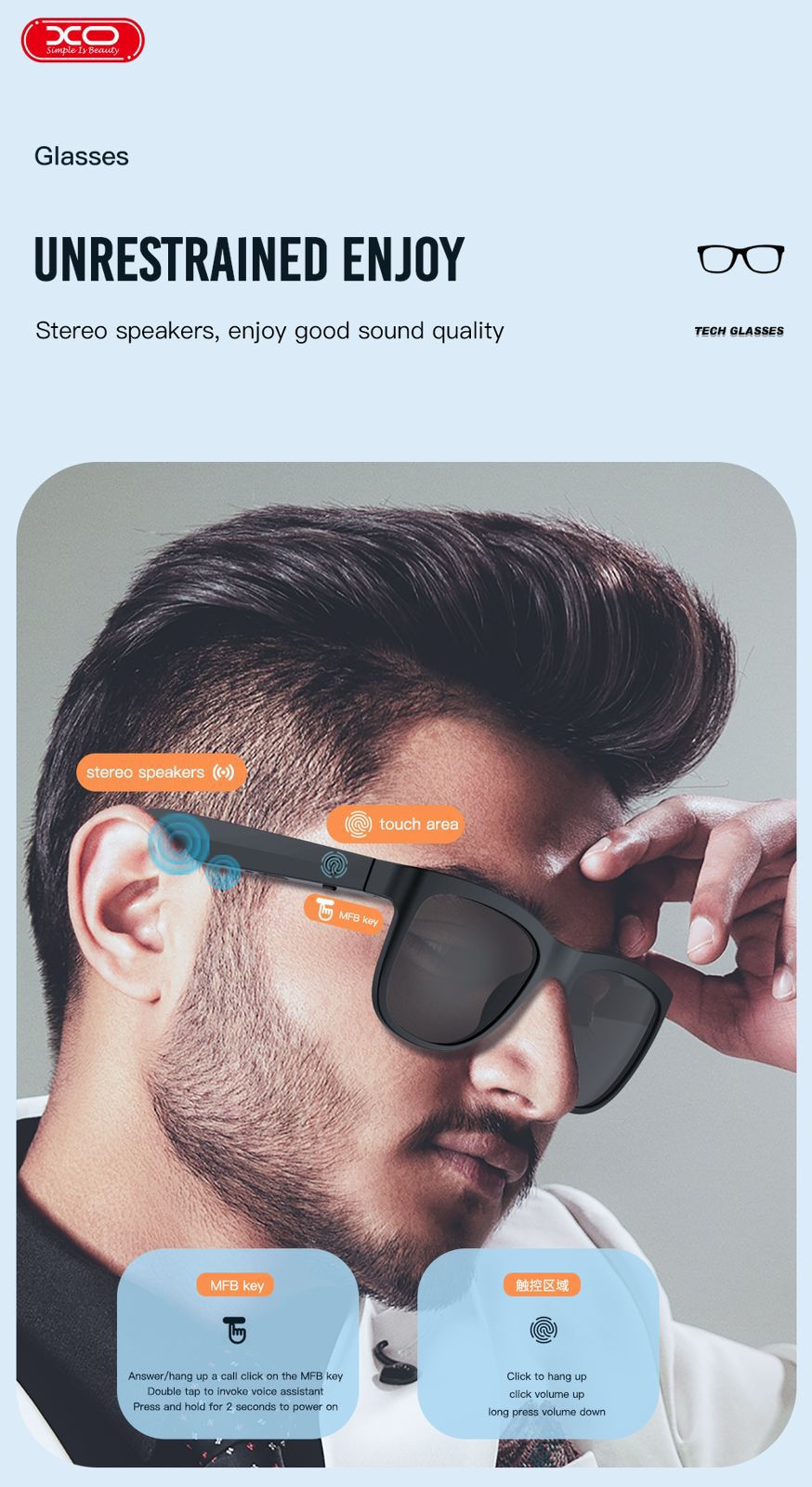E6 Bluetooth Music Sunglasses – Smart Design with Music Playback for Outdoor Parties, 2023 Fashion Frame, 3-4 Hours Playback
