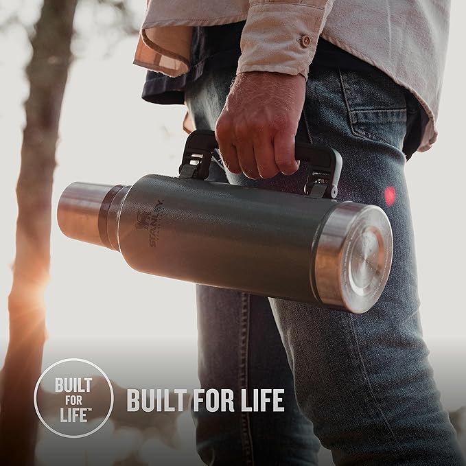 Stanley Classic Legendary Vacuum Bottle 2.0 qt | Wide Mouth with Leakproof Cup Lid | Keep Drinks Hot or Cold | Packable for Travel | Insulated Stainless Steel Thermos | BPA-Free | Hammertone Green