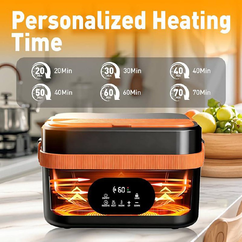 1.5L Smart Electric Heating Lunch Box - Cordless Rechargeable Food Warmer with 304 Stainless Steel Liner