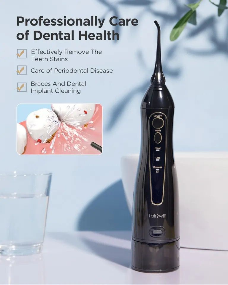 Professional Cordless Water Flosser – Portable and Waterproof with 300ml Reservoir for Easy Oral Care
