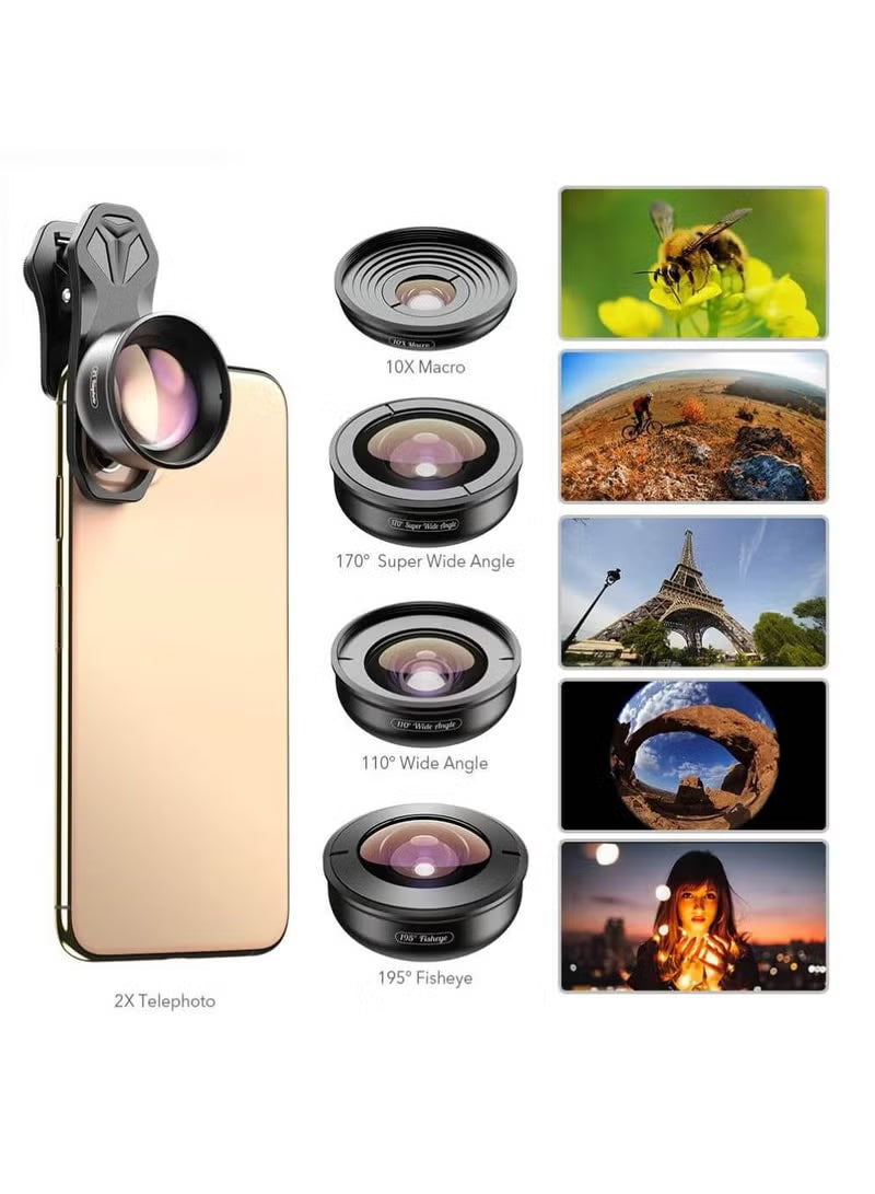 APEXEL APL-HB5 4K HD Professional 5 in 1 Lens Kit