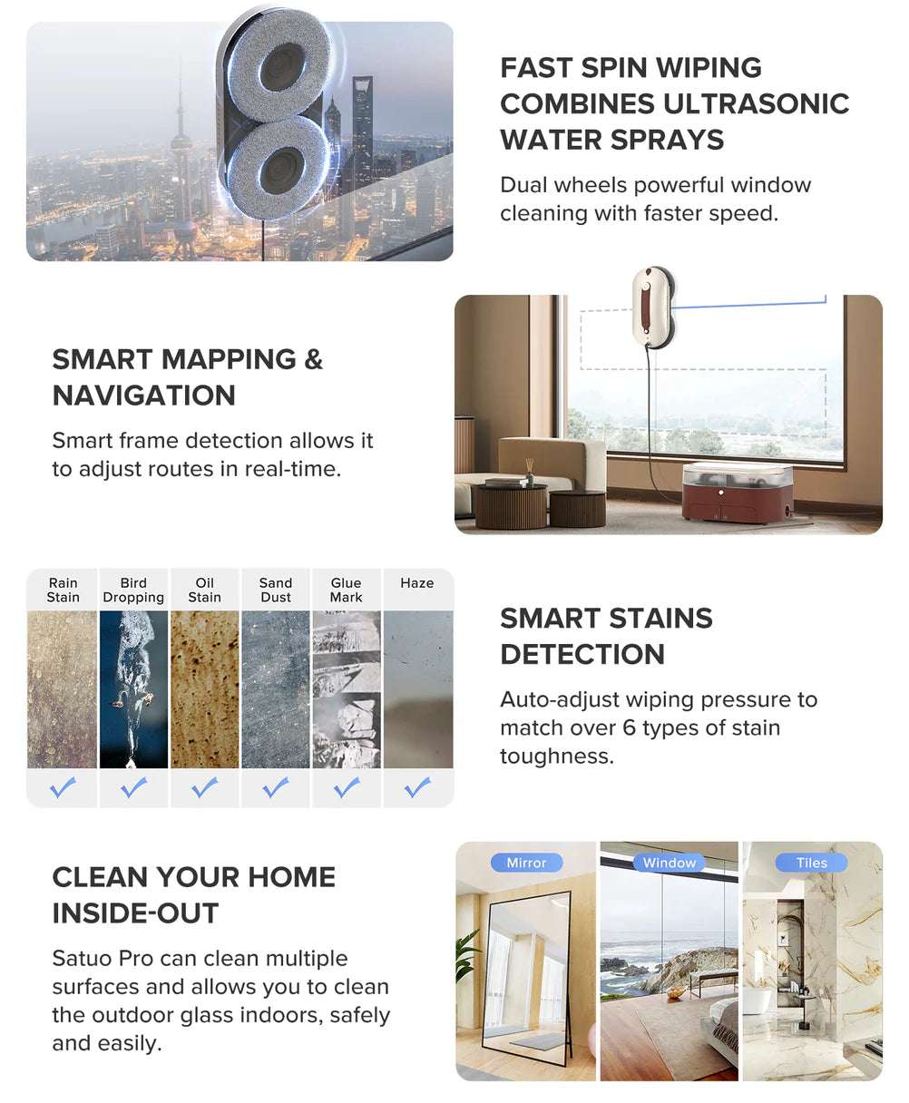 TUYA SATUO PRO window cleaning robot controlled through the application
