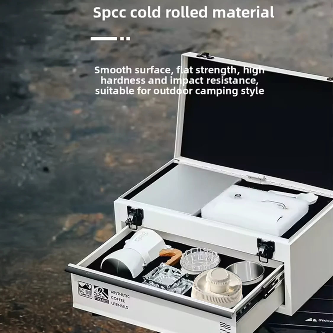 BINCOO 11-Piece Outdoor Coffee Set – Portable Double-Layer Aluminum Box for Espresso