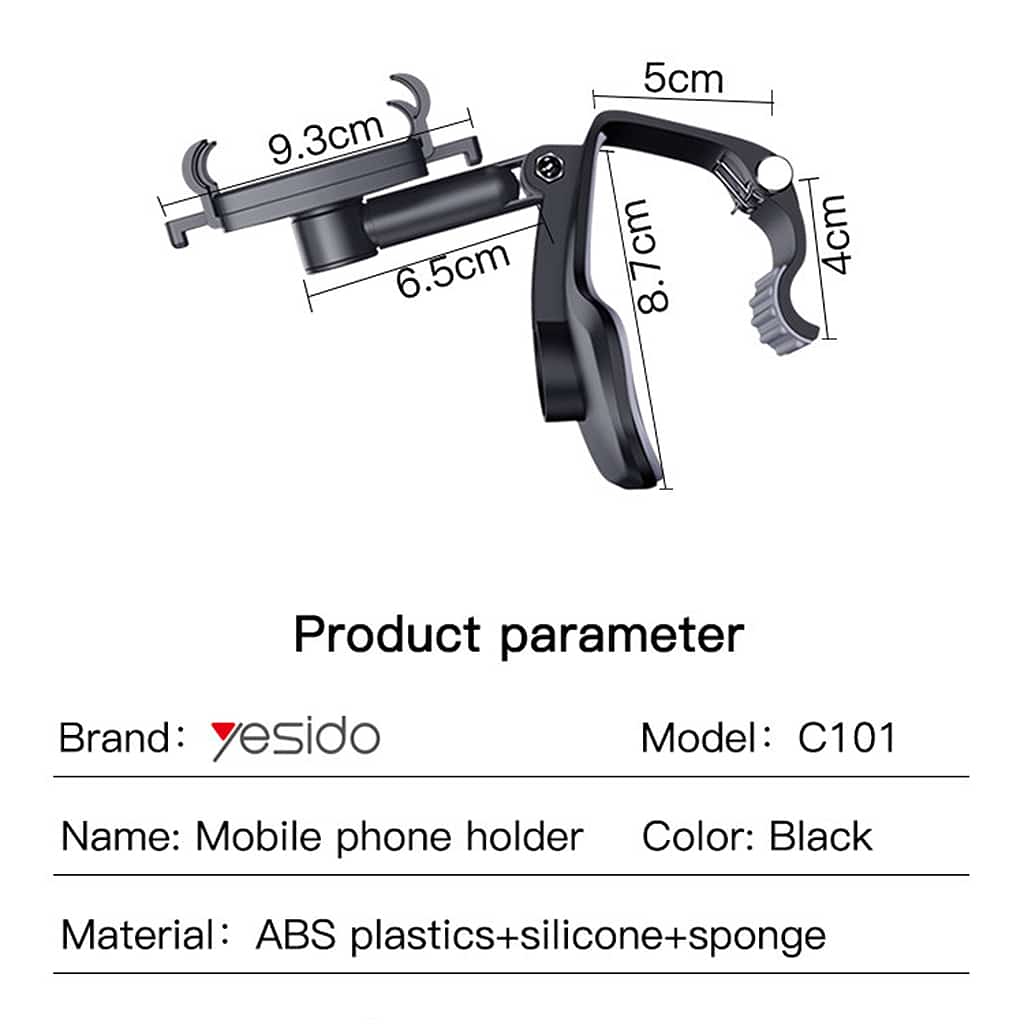 Yesido C101 Premium Quality Universal Car Dashboard Holder – 900° Free Rotation Fashionable Mobile Phone Car Mount