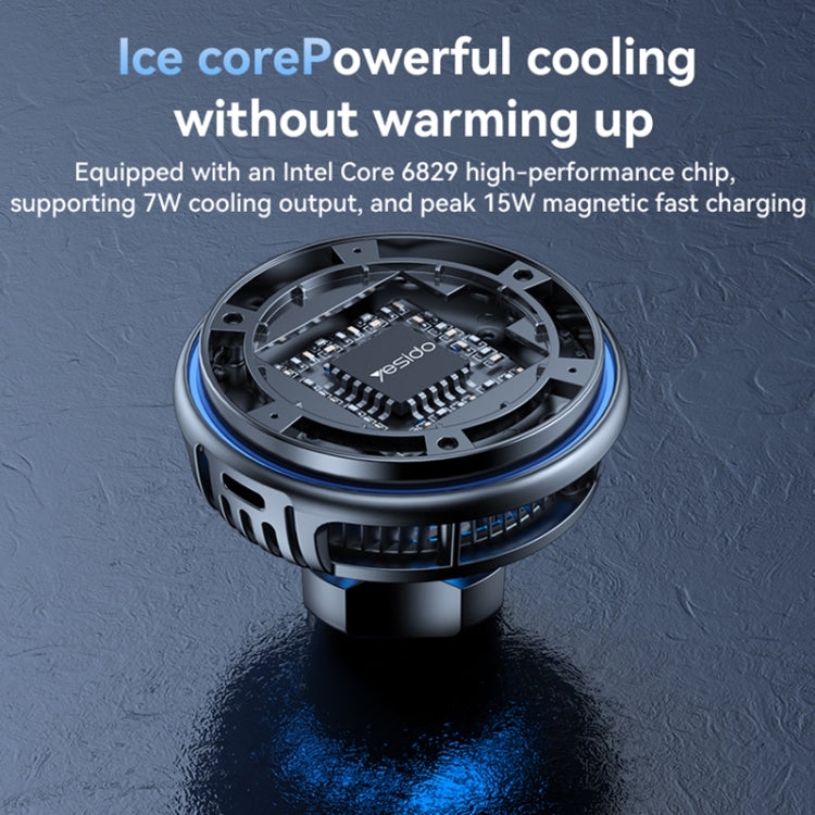 Semiconductor Cooling 15W Magnetic Wireless Charging Car Holder | Dual Ambient Lighting, Vacuum Nano Suction Cup, Flexible Aluminum Bracket (Black)