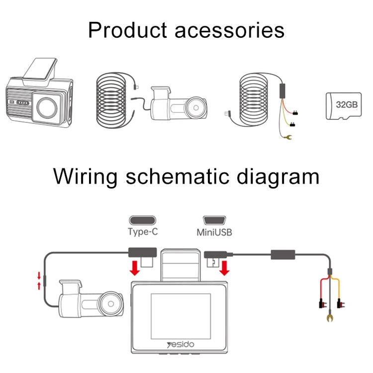 4K Dual Dash Camera Driving Recorder | High-Resolution Front and Rear Dash Cam with Night Vision, G-Sensor, Loop Recording, and 2 Inch IPS Screen