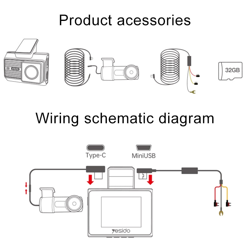 4K Dual Dash Camera Driving Recorder | High-Resolution Front and Rear Dash Cam with Night Vision, G-Sensor, Loop Recording, and 2 Inch IPS Screen