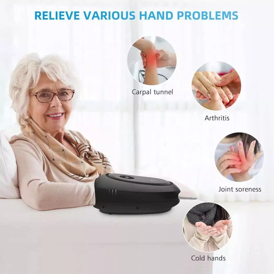 COMFIER Hand Massager with Heat and Compression, Cordless Hand Massager for Arthritis and Carpal Tunnel, Wrist, Finger Massage, Gifts for Mom, Dads, Women and Men (Black)