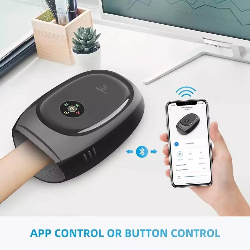 COMFIER Hand Massager with Heat and Compression, Cordless Hand Massager for Arthritis and Carpal Tunnel, Wrist, Finger Massage, Gifts for Mom, Dads, Women and Men (Black)