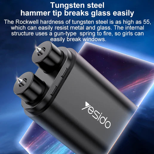 Yesido C248 Multifunctional Seat Belt Cutter & Emergency Vehicle Safety Hammer (Black)