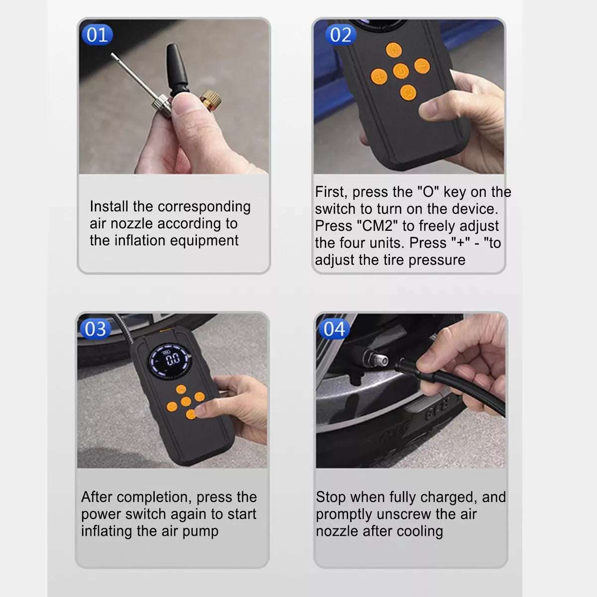 4 in 1 Portable Jump Starter With, Air Compressors, power bank, Small light, Operating voltage: 14.8V