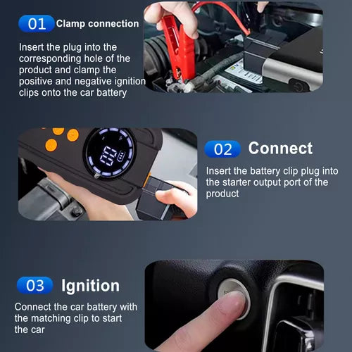 4 in 1 Portable Jump Starter With, Air Compressors, power bank, Small light, Operating voltage: 14.8V