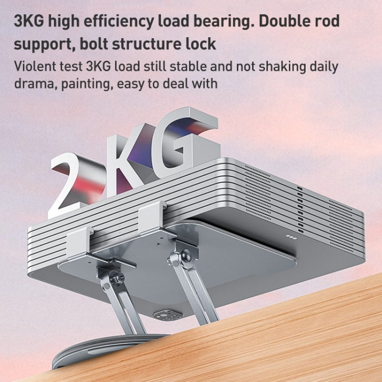 360 Degree Rotating Foldable Tablet Stand Holder | Adjustable Height, Durable Aluminum-Plastic Alloy, Compatible with 4.5-13 Inch Tablets (Silver)