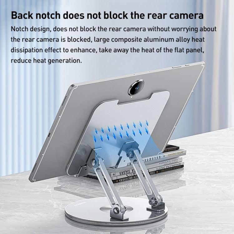 360 Degree Rotating Foldable Tablet Stand Holder | Adjustable Height, Durable Aluminum-Plastic Alloy, Compatible with 4.5-13 Inch Tablets (Silver)