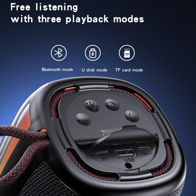 Yesido YSW20 Portable Bluetooth Speaker with RGB Light - Wireless Music Subwoofer, LED Colorful TWS Bluetooth Speaker, Bluetooth 5.3