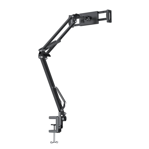 Multi Adjustable Lazy Stand - Aluminum Alloy Desktop Holder for Tablets and Phones with Dual Slot Clamp, 3KG Heavy Metal Base