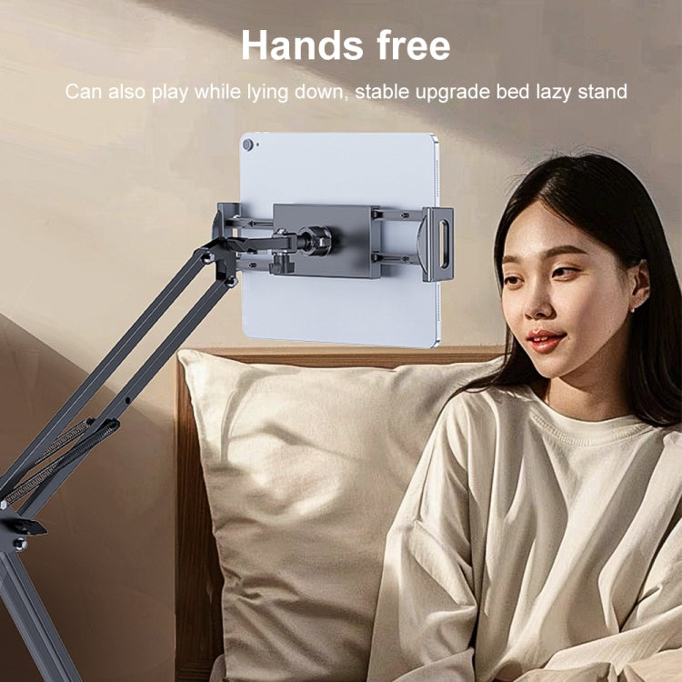 Multi Adjustable Lazy Stand - Aluminum Alloy Desktop Holder for Tablets and Phones with Dual Slot Clamp, 3KG Heavy Metal Base