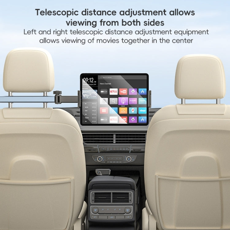 Yesido C294 Telescopic Car Headrest Mount, Adjustable Folding Tablet & Phone Holder for Backseat, Universal Fit for iPad, Smartphones, and Tablets — Black