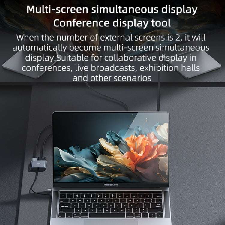 Yesido HM15 USB-C / Type-C + USB 2.0 Interface HDTV Split Screen Adapter(Grey)