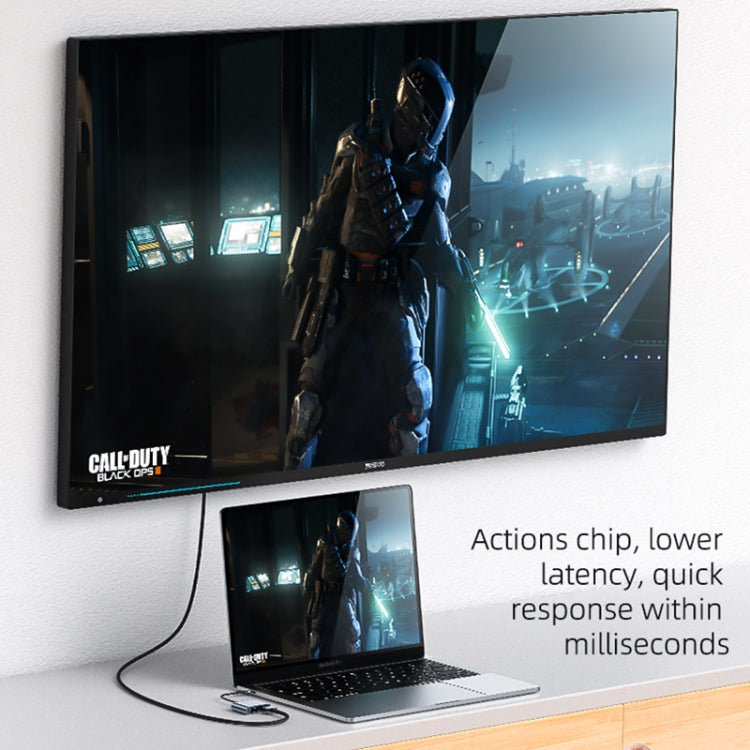 Yesido HM15 USB-C to HDMI & USB 2.0 Split Screen Adapter, 4K HDTV Converter for MacBook, iPad, Samsung, and More — Grey