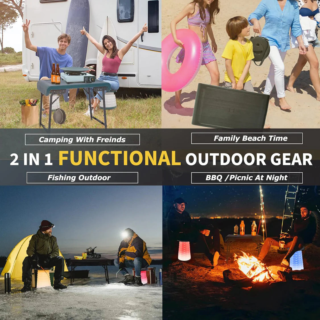 Outdoor Foldable Table and 2 Stools Set