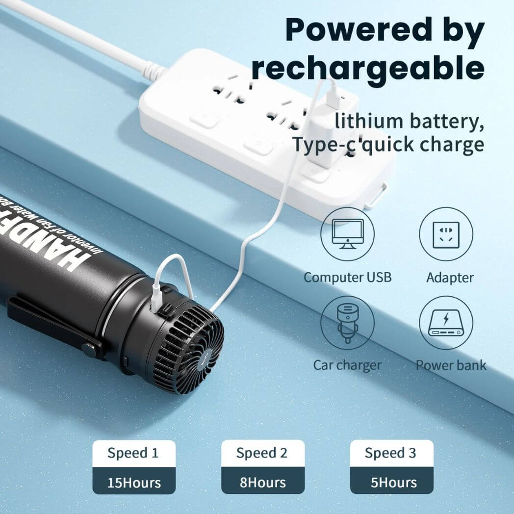 HandFan Water Bottle with Fan 12oz/24oz Hot & Cold