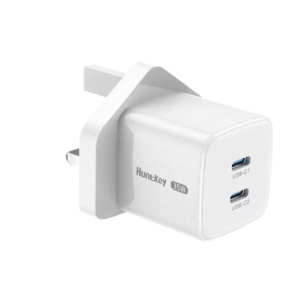 HuntKey G35 Pro GaN Fast Charger – 35W Dual USB-C Ports with Smart Power Allocation