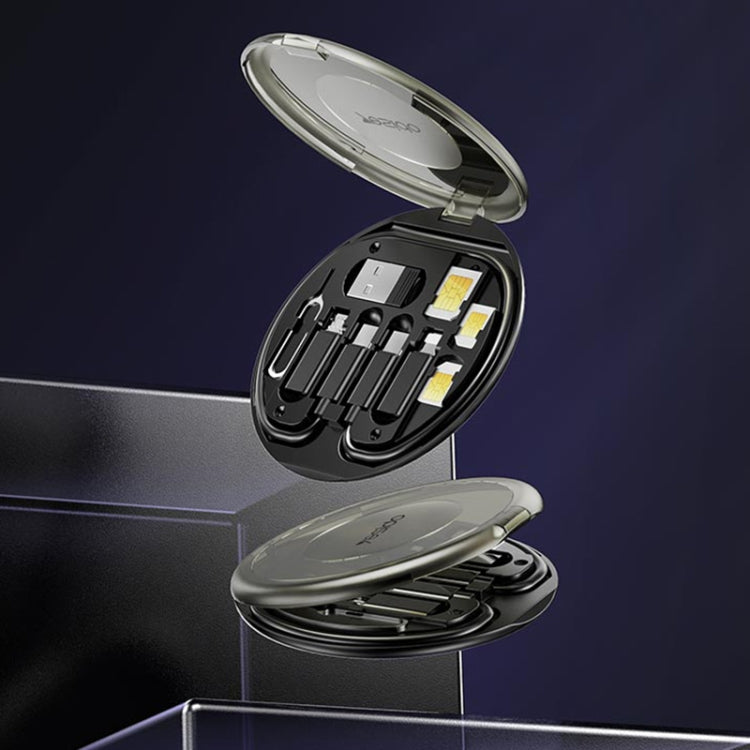 Yesido CA118 6-in-1 Multifunctional Charging Data Cable Storage Box Suit, Black - Organized Cable Storage and Charging Solution