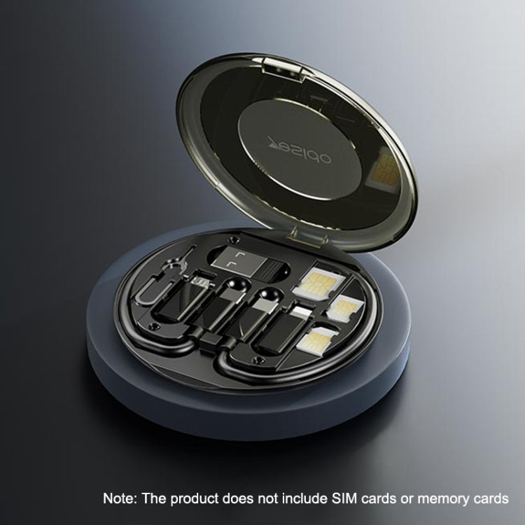 Yesido CA118 6-in-1 Multifunctional Charging Data Cable Storage Box Suit, Black - Organized Cable Storage and Charging Solution