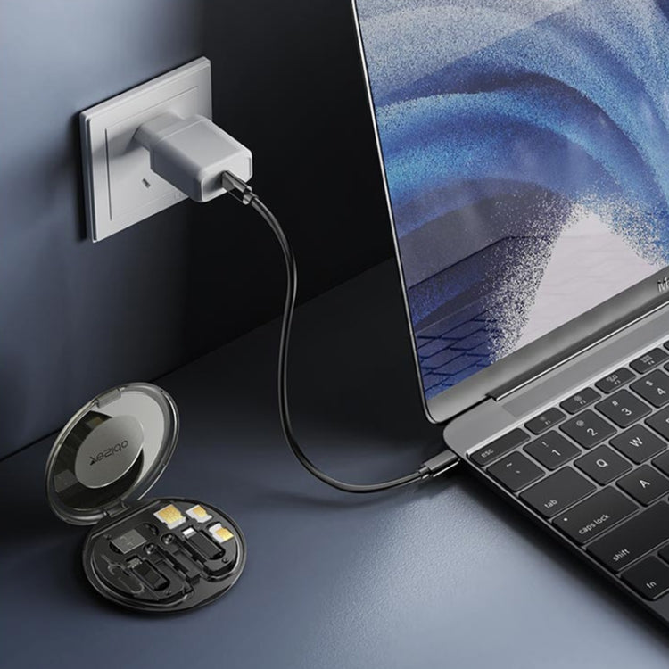 Yesido CA118 6-in-1 Multifunctional Charging Data Cable Storage Box Suit, Black - Organized Cable Storage and Charging Solution