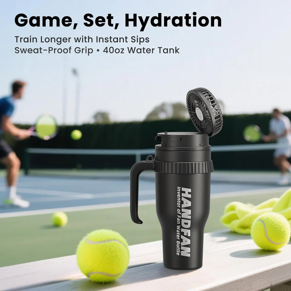 3-in-1 Insulated Sport & Gym Water Bottle with Portable Hand Fan M440 by HandFan