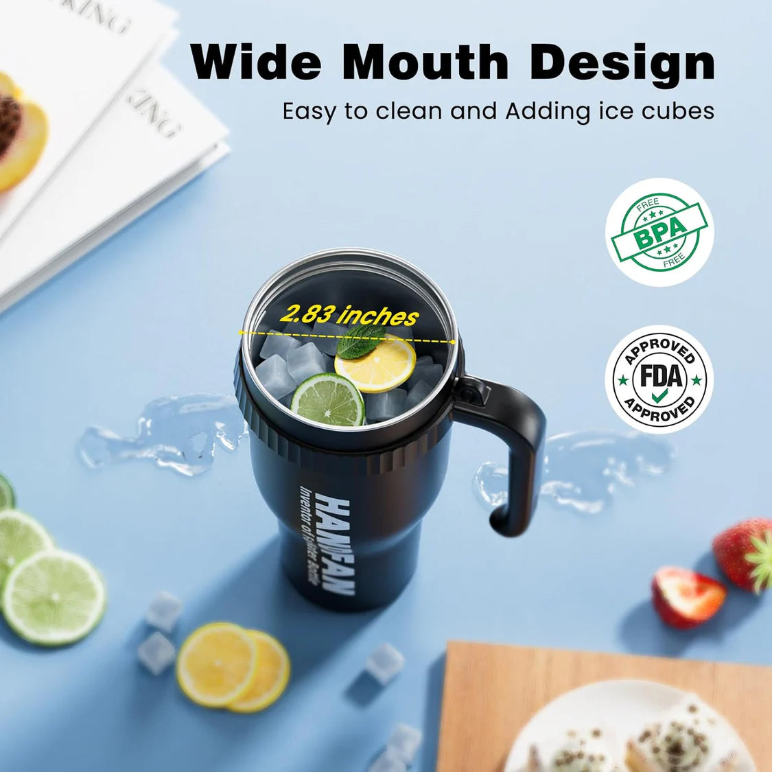 3-in-1 Insulated Sport & Gym Water Bottle with Portable Hand Fan M440 by HandFan